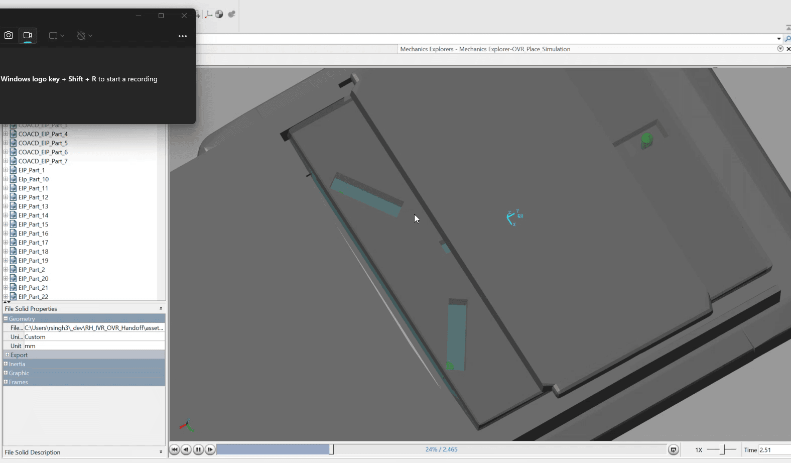 Simscape Simulation Parts